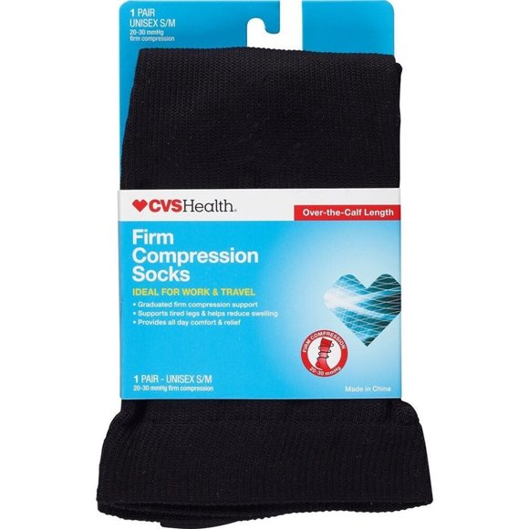 Compression  S/M Sock Over-The-Calf Length Unisex 1 Pair Black - Picture 1 of 2